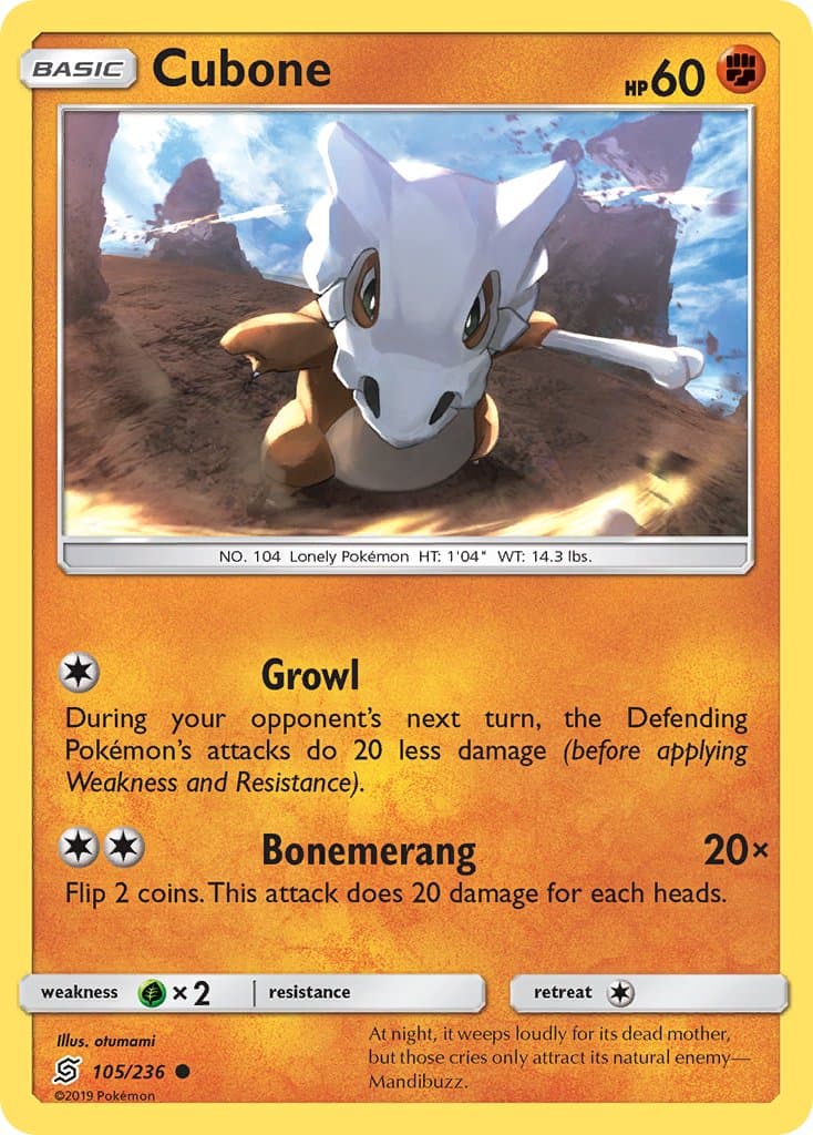 Cubone (UNM #105) Pokemon Card