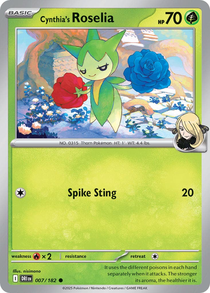 Cynthias Roselia (DRI #007) Pokemon Card