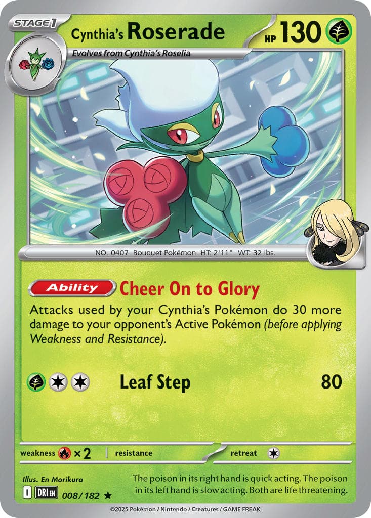 Cynthias Roserade (DRI #008) Pokemon Card
