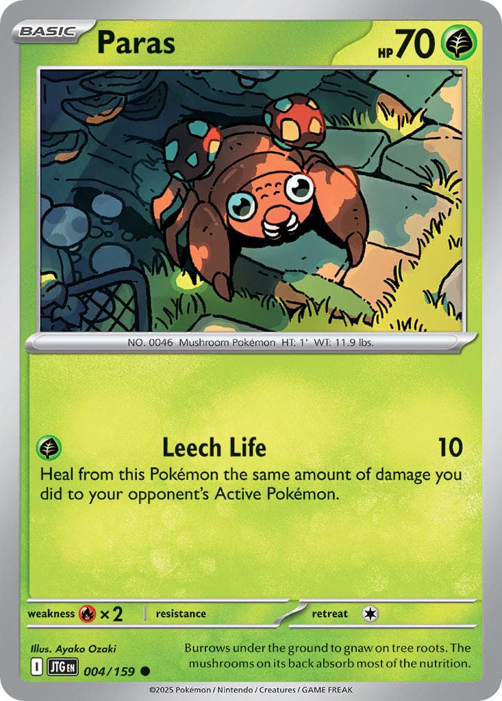 Paras (JTG #004) Pokemon Card