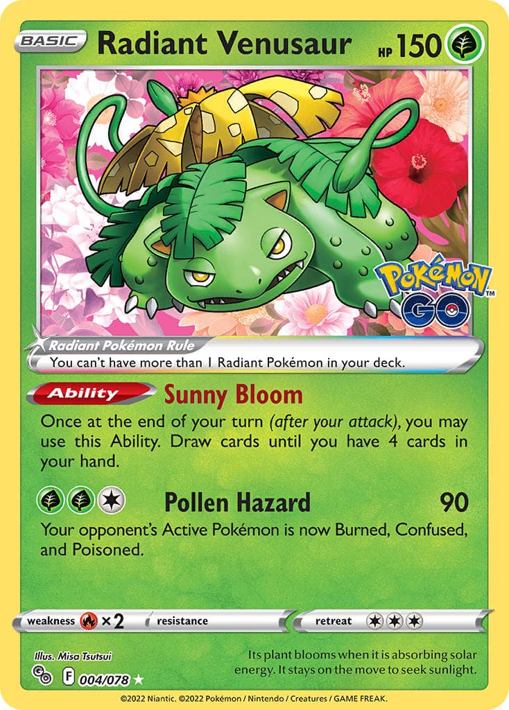 Radiant Venusaur (PGO #004) Pokemon Card
